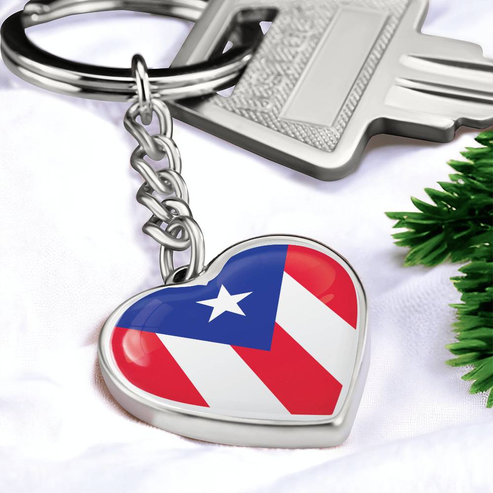 Llavero con Bandera de Corazon de Puerto Rico.