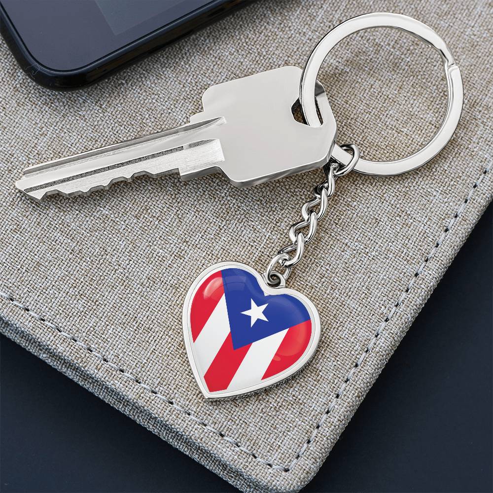 Llavero con Bandera de Corazon de Puerto Rico.