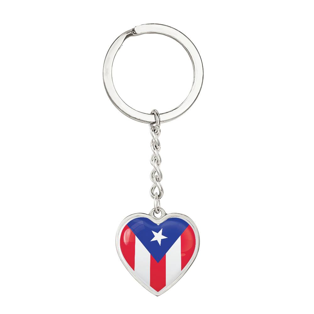 Llavero con Bandera de Corazon de Puerto Rico.