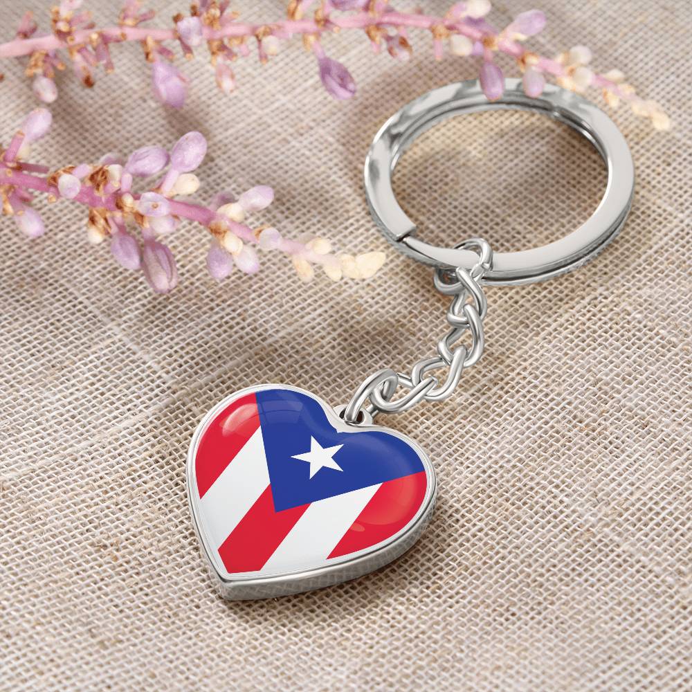 Llavero con Bandera de Corazon de Puerto Rico.
