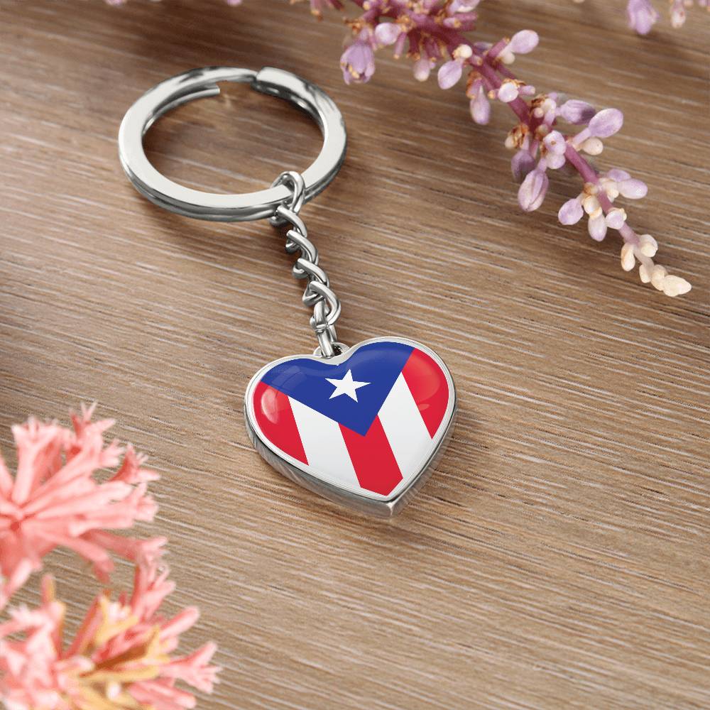 Llavero con Bandera de Corazon de Puerto Rico.