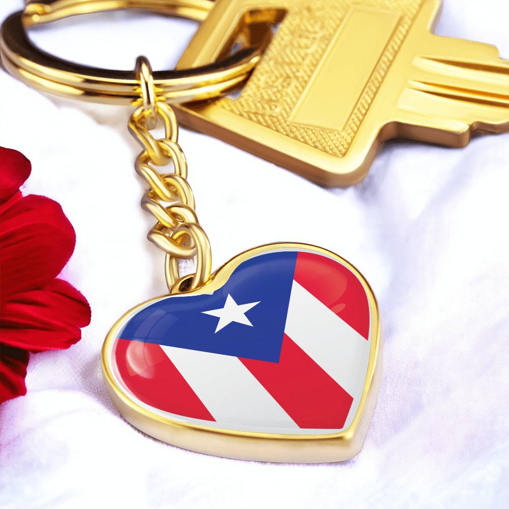 Llavero con Bandera de Corazon de Puerto Rico.