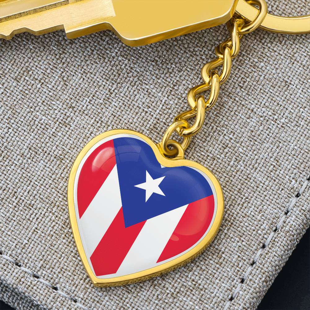 Llavero con Bandera de Corazon de Puerto Rico.