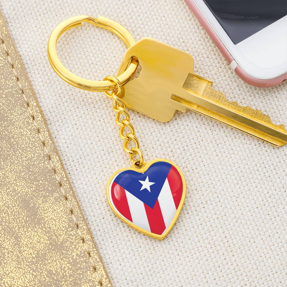 Llavero con Bandera de Corazon de Puerto Rico.