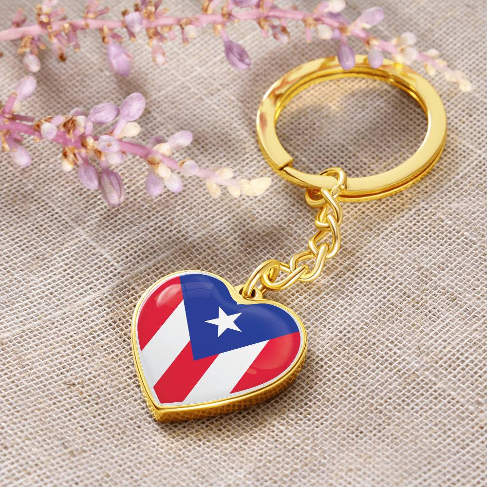 Llavero con Bandera de Corazon de Puerto Rico.