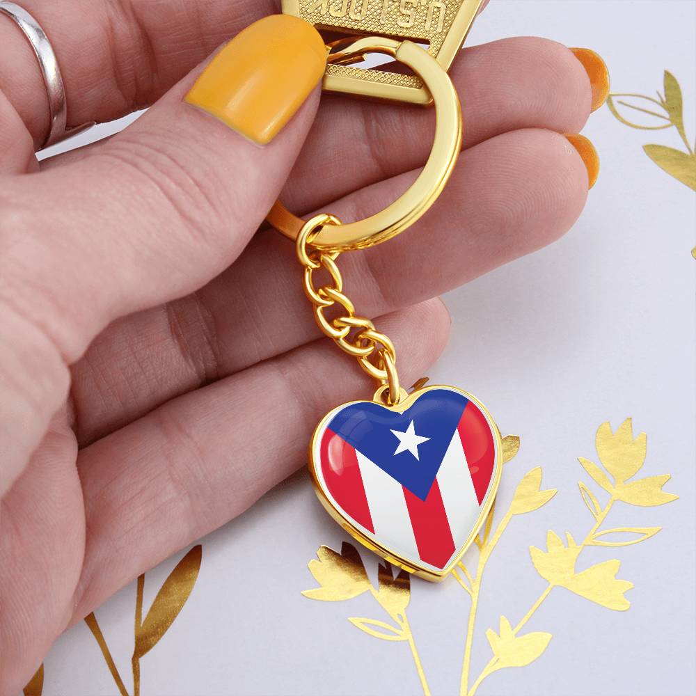 Llavero con Bandera de Corazon de Puerto Rico.