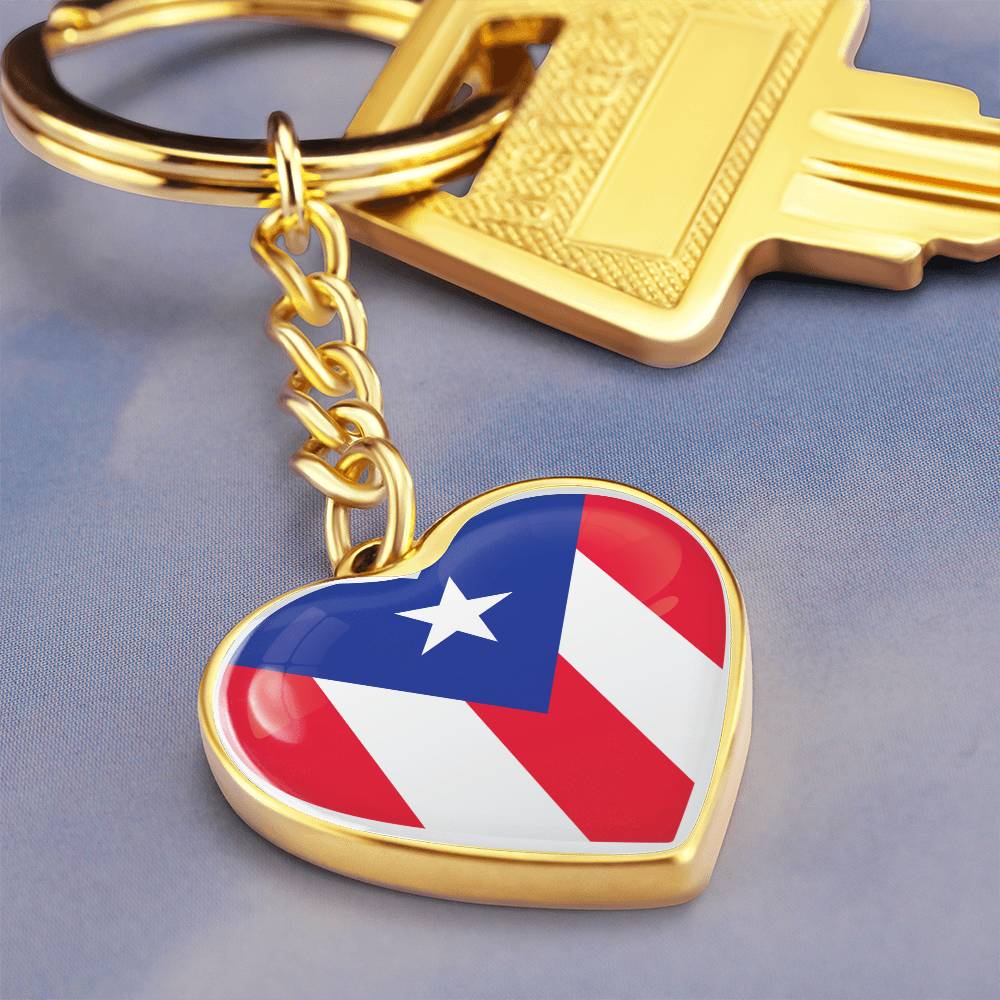 Llavero con Bandera de Corazon de Puerto Rico.