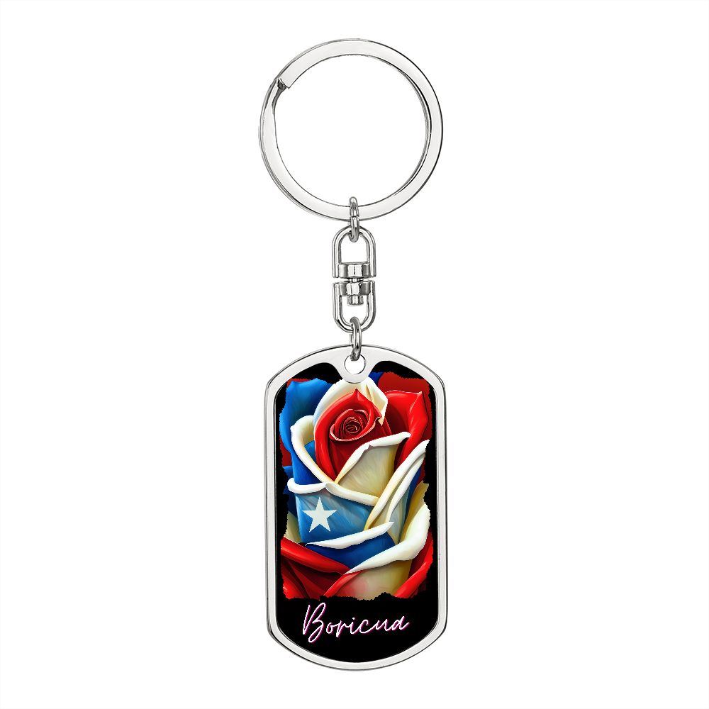 BORICUA ROSE FLAG KEYCHAIN