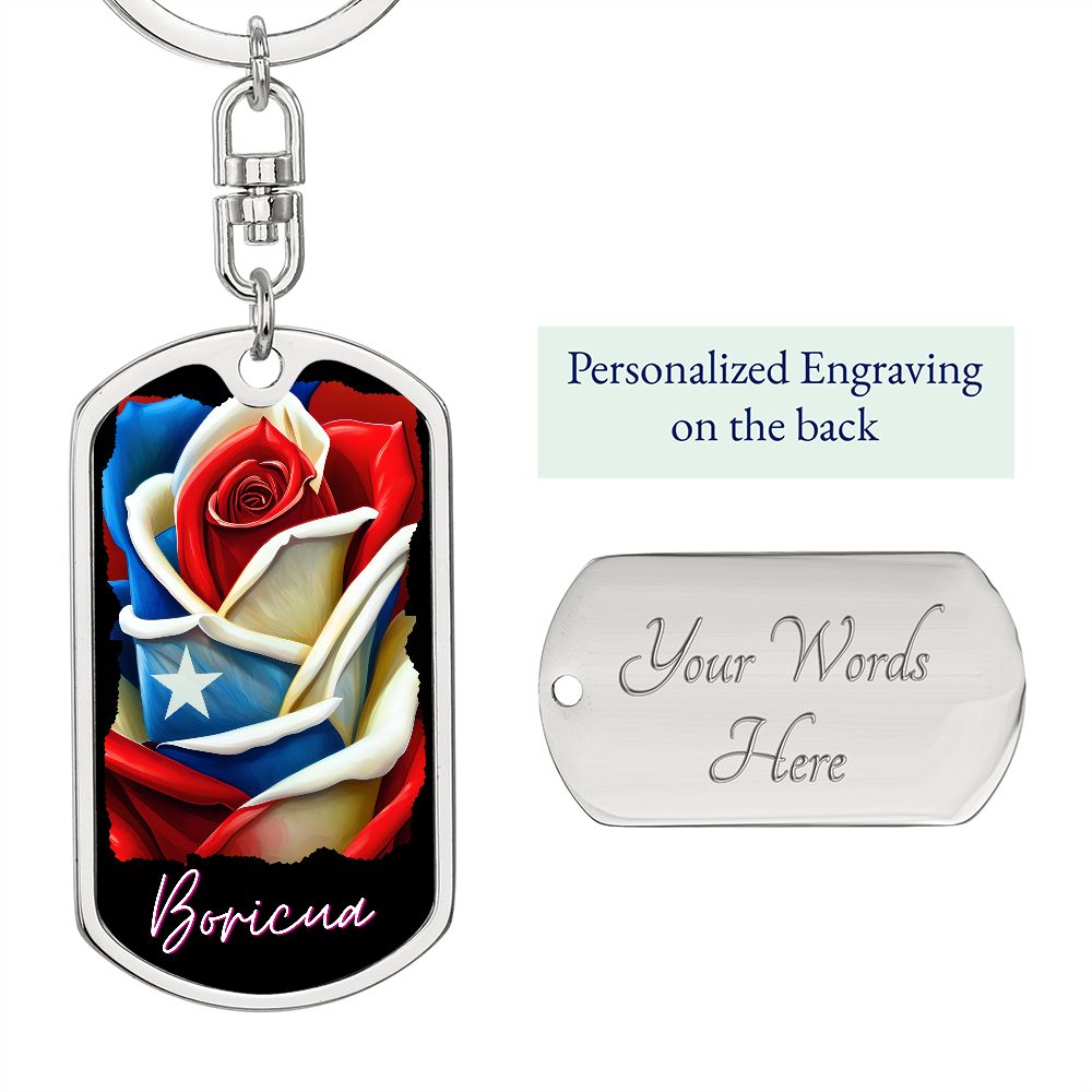 BORICUA ROSE FLAG KEYCHAIN