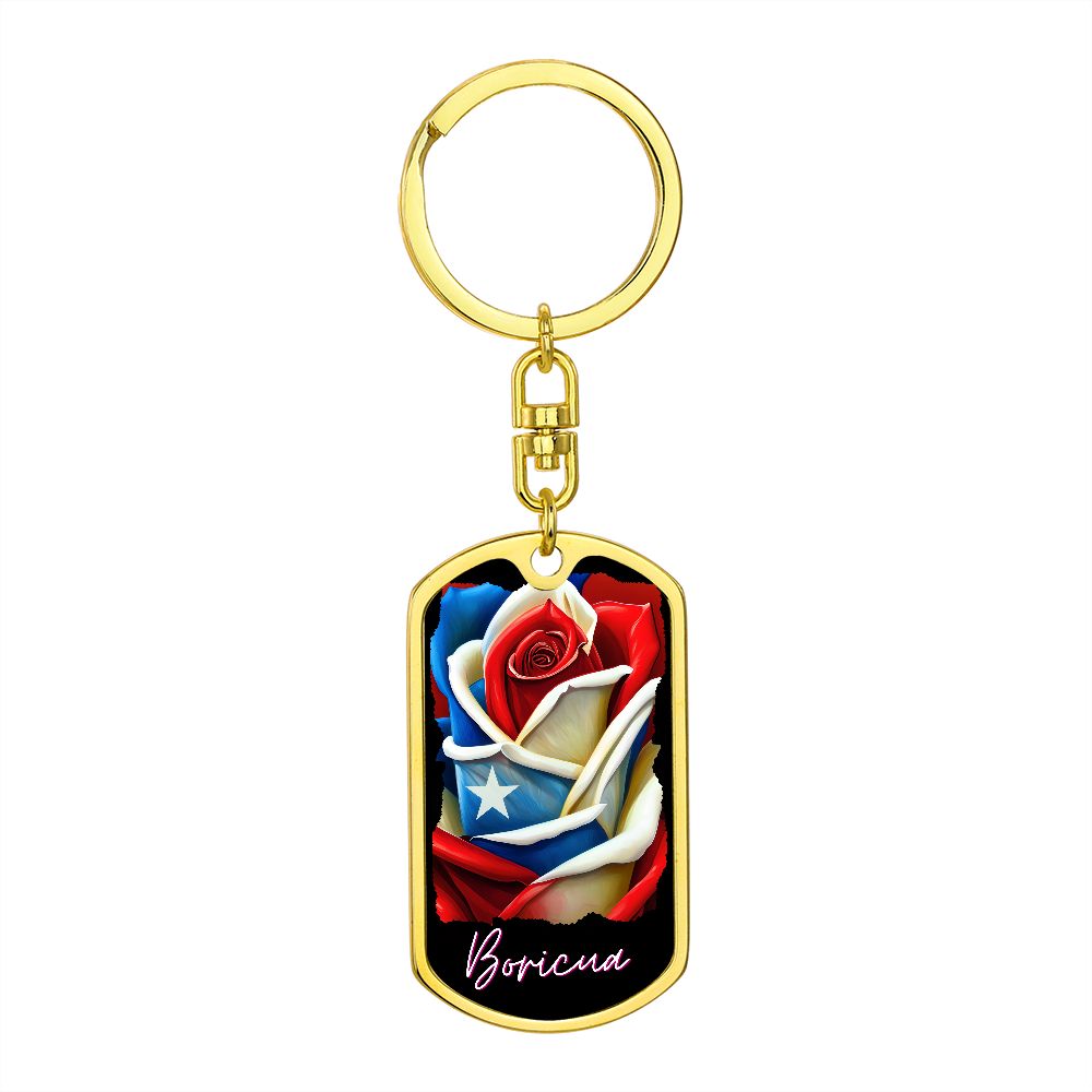 BORICUA ROSE FLAG KEYCHAIN