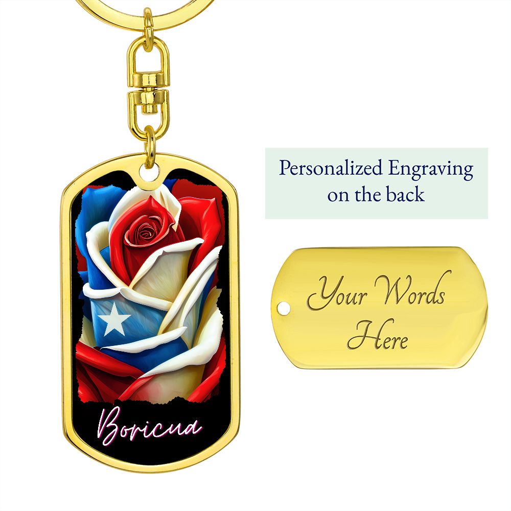 BORICUA ROSE FLAG KEYCHAIN