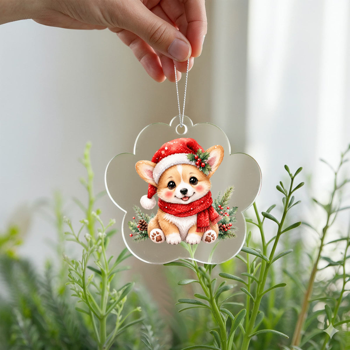 Corg Paw Christmas Ornament