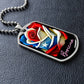 PUERTO RICO ROSE FLAG Military Dog Tag SS Necklace