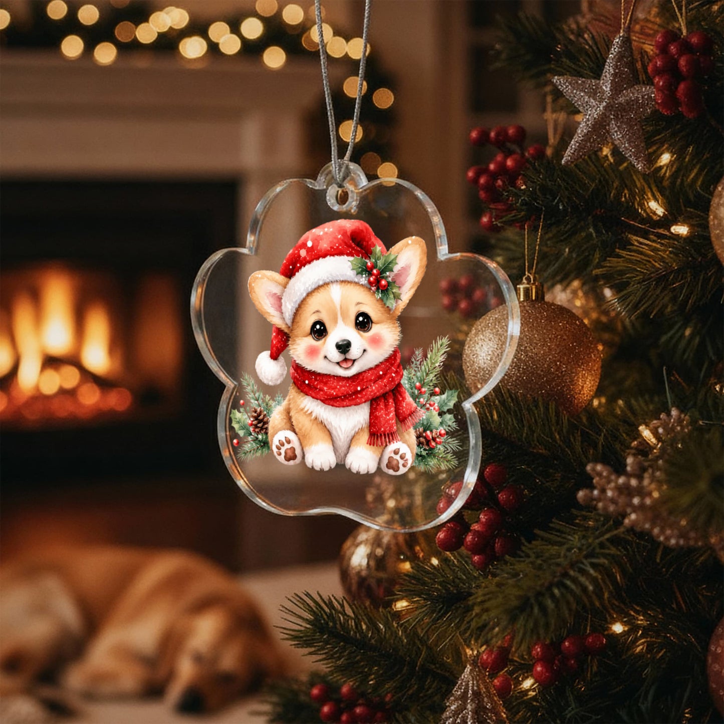 Corg Paw Christmas Ornament