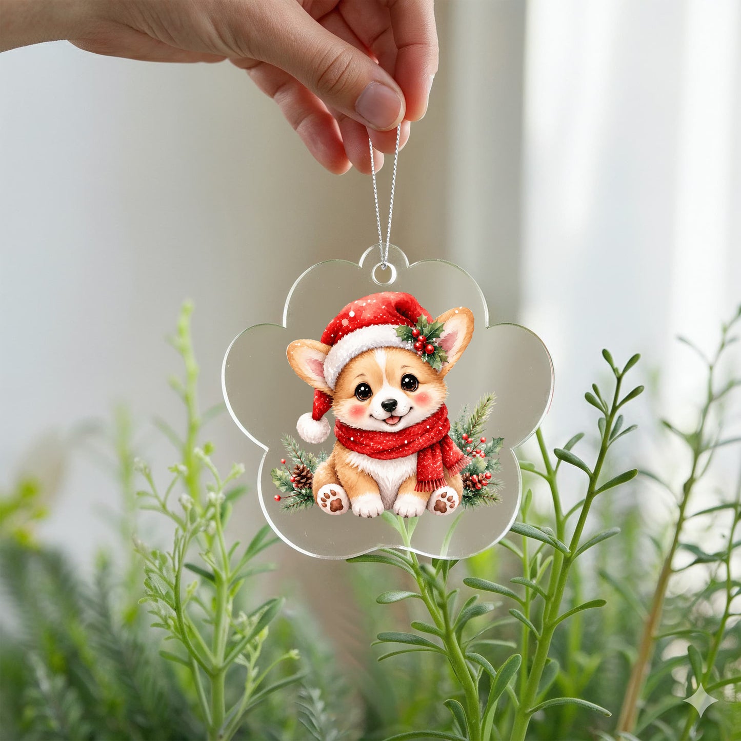 Corg Paw Christmas Ornament